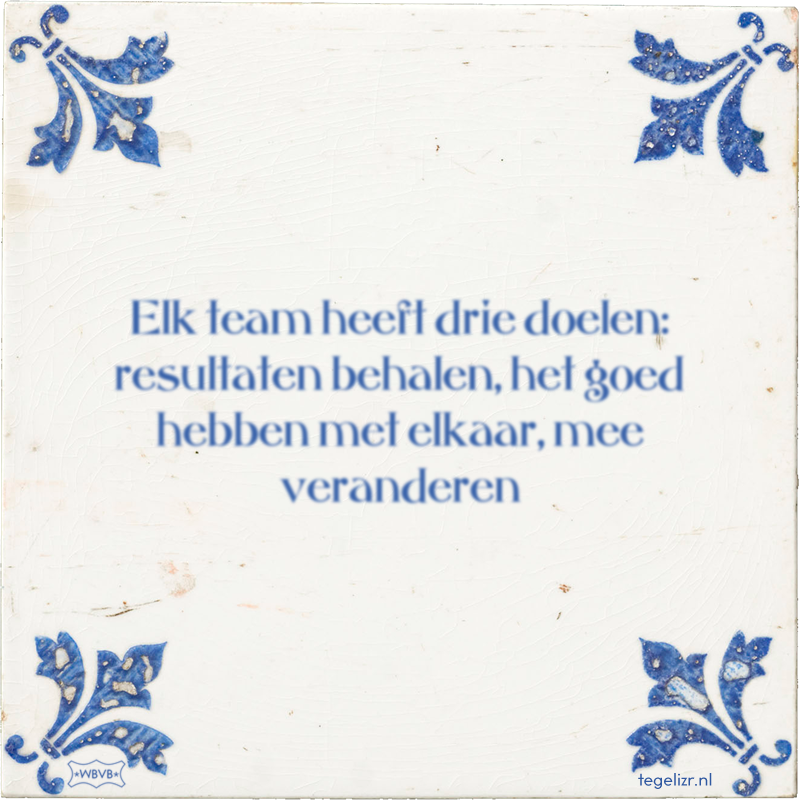 Elk team heeft drie doelen: resultaten behalen, het goed hebben met elkaar, mee veranderen - Online tegeltjes bakken