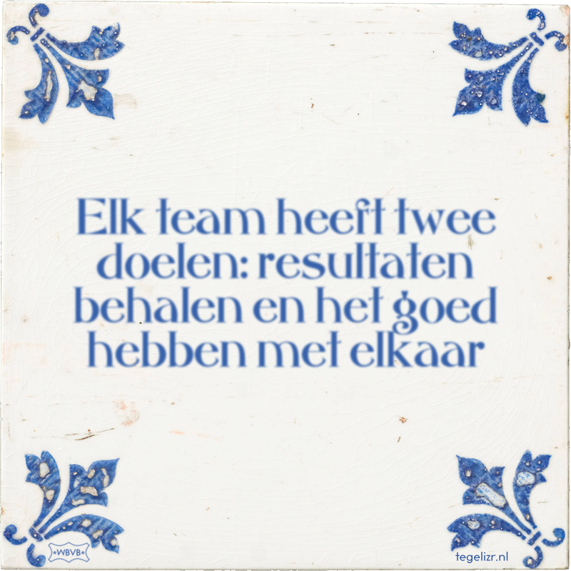 Elk team heeft twee doelen: resultaten behalen en het goed hebben met elkaar - Online tegeltjes bakken