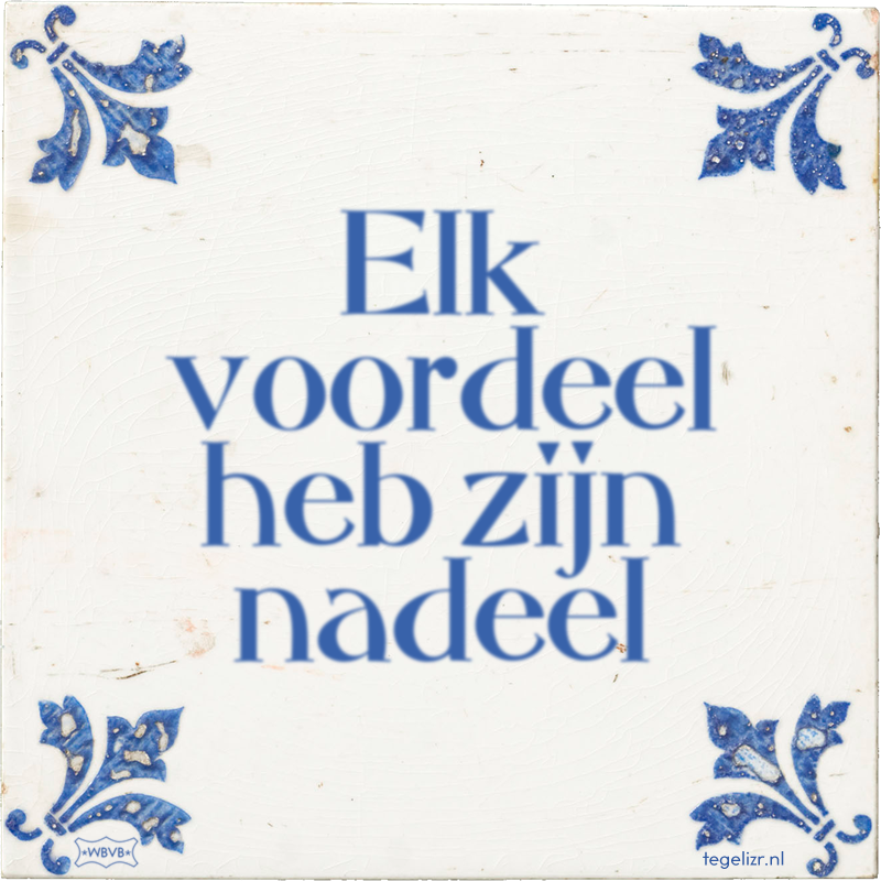 Elk voordeel heb zijn nadeel - Online tegeltjes bakken