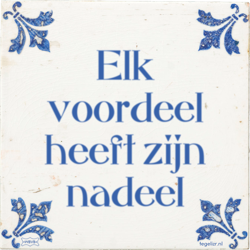 Elk voordeel heeft zijn nadeel - Online tegeltjes bakken