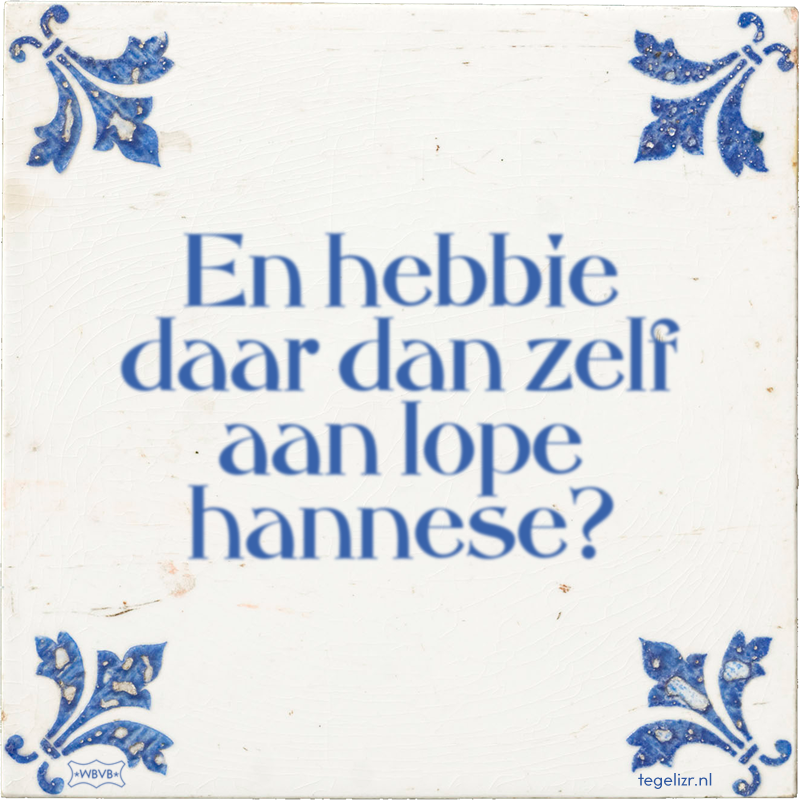 En hebbie daar dan zelf aan lope hannese? - Online tegeltjes bakken