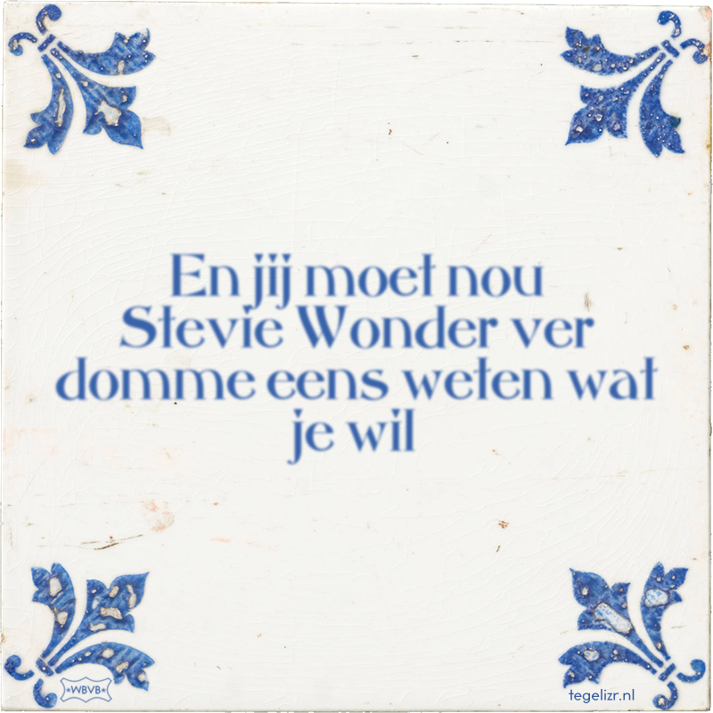 En jij moet nou Stevie Wonder ver domme eens weten wat je wil - Online tegeltjes bakken