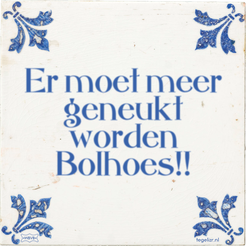 Er moet meer geneukt worden Bolhoes!! - Online tegeltjes bakken