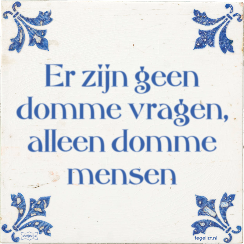 Er zijn geen domme vragen, alleen domme mensen - Online tegeltjes bakken