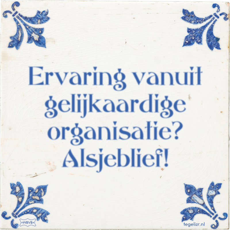 Ervaring vanuit gelijkaardige organisatie? Alsjeblief! - Online tegeltjes bakken
