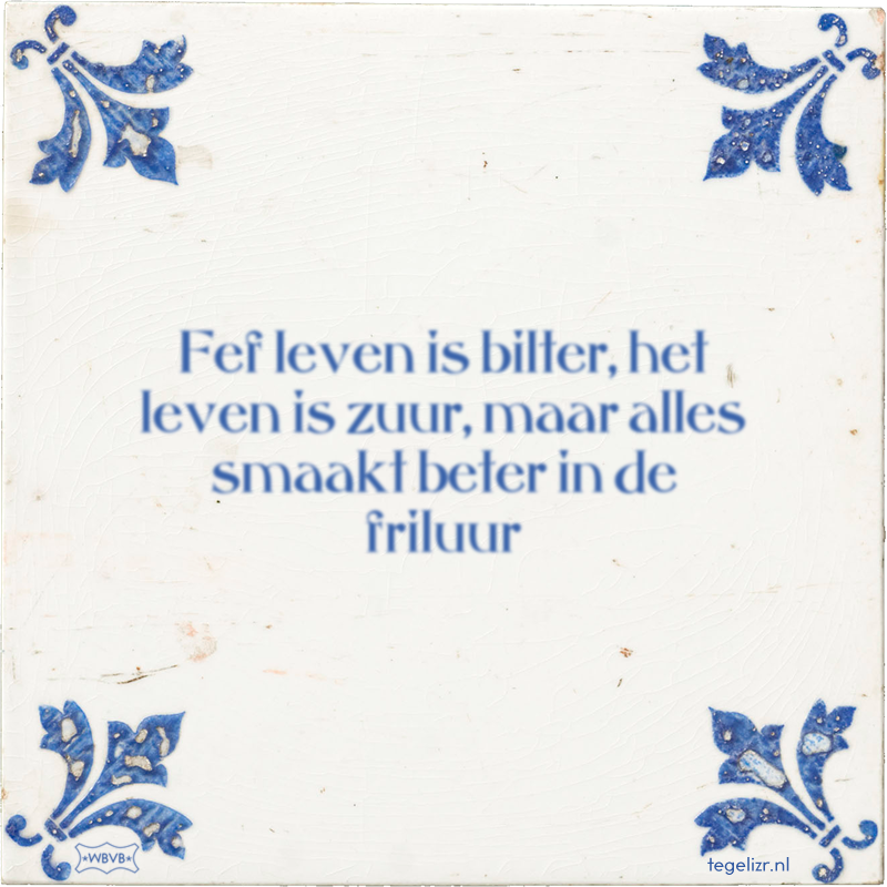 Fef leven is bilter, het leven is zuur, maar alles smaakt beter in de friluur - Online tegeltjes bakken