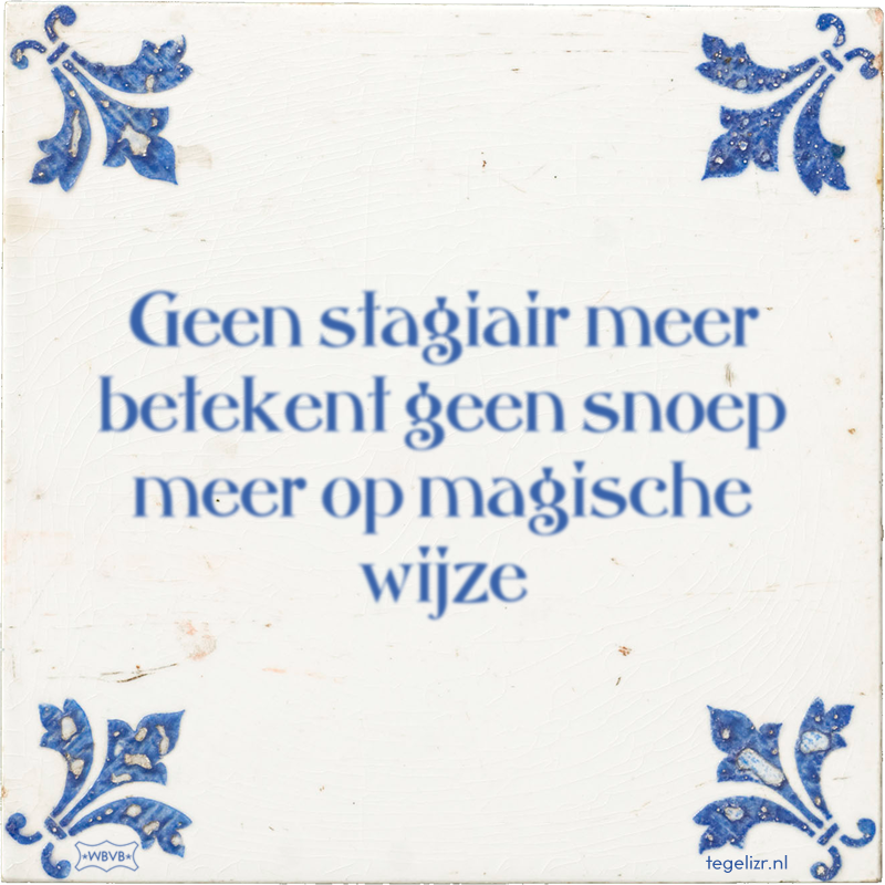 Geen stagiair meer betekent geen snoep meer op magische wijze - Online tegeltjes bakken