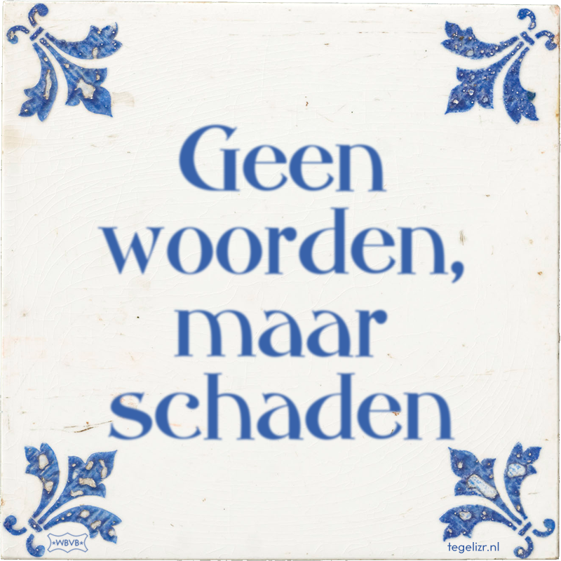 Geen woorden, maar schaden - Online tegeltjes bakken