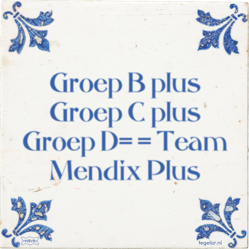 Groep B plus Groep C plus Groep D= = Team Mendix Plus - Online tegeltjes bakken