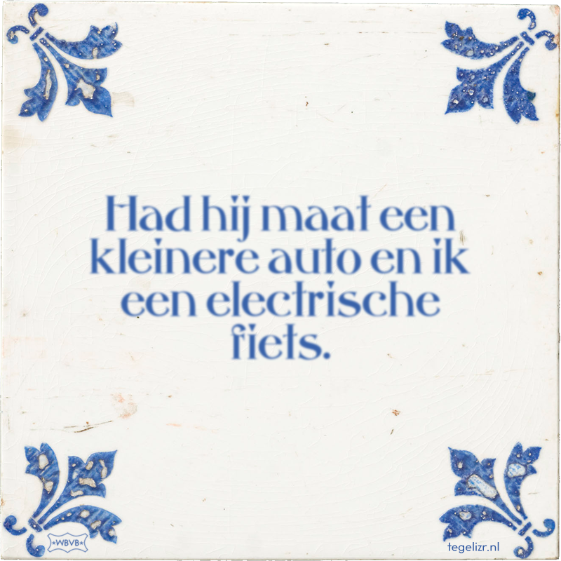 Had hij maat een kleinere auto en ik een electrische fiets. - Online tegeltjes bakken