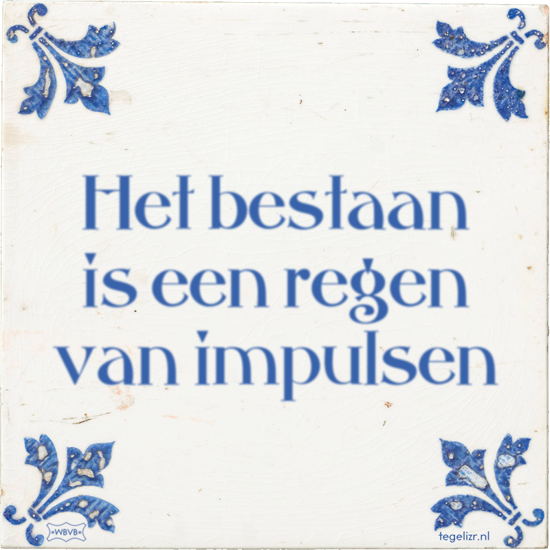 Het bestaan is een regen van impulsen - Online tegeltjes bakken