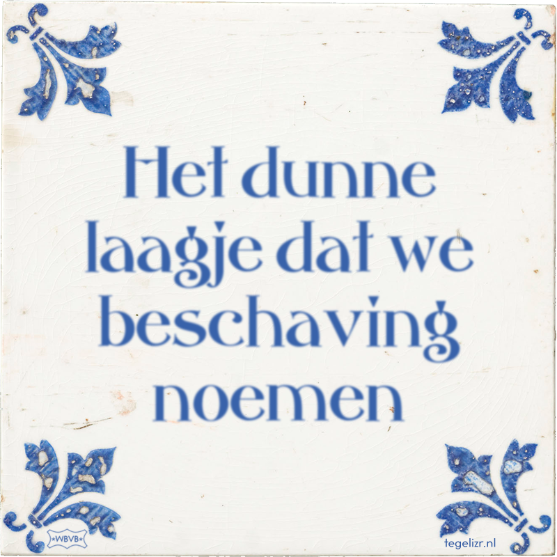 Het dunne laagje dat we beschaving noemen - Online tegeltjes bakken