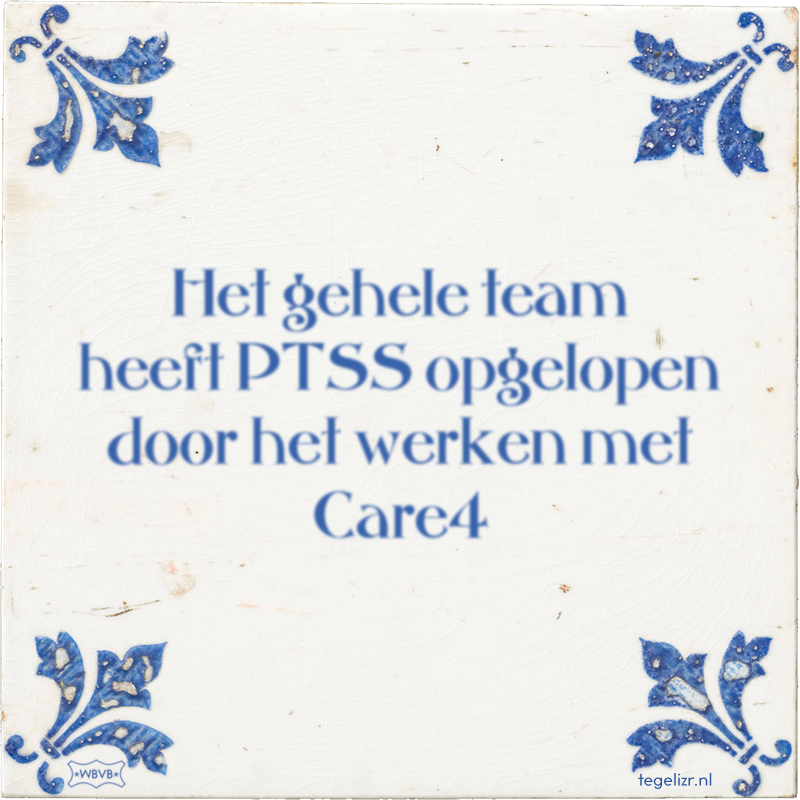 Het gehele team heeft PTSS opgelopen door het werken met Care4 - Online tegeltjes bakken