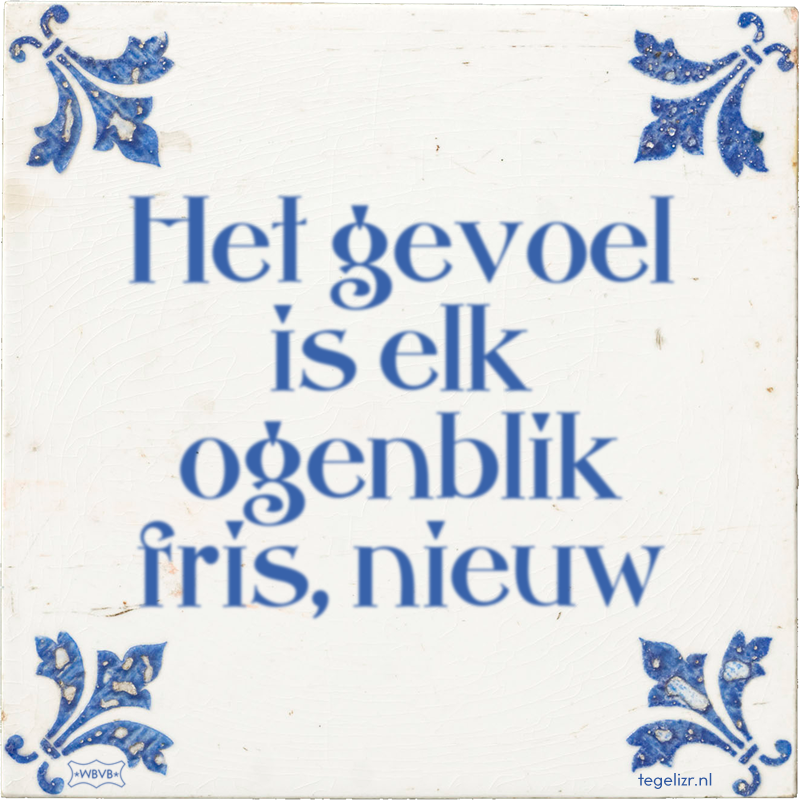 Het gevoel is elk ogenblik fris, nieuw - Online tegeltjes bakken
