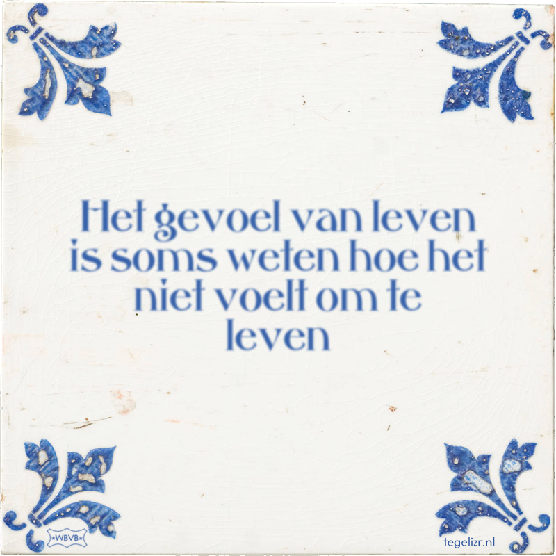 Het gevoel van leven is soms weten hoe het niet voelt om te leven - Online tegeltjes bakken