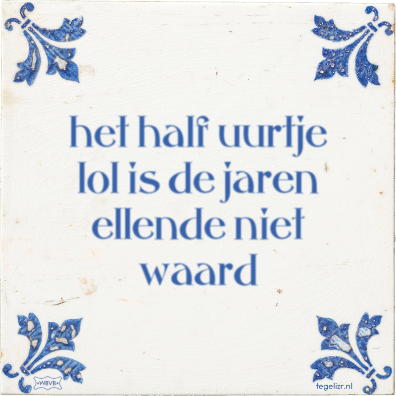 het half uurtje lol is de jaren ellende niet waard - Online tegeltjes bakken