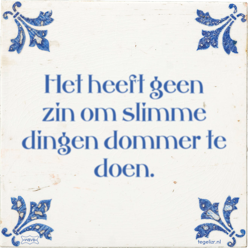 Het heeft geen zin om slimme dingen dommer te doen. - Online tegeltjes bakken