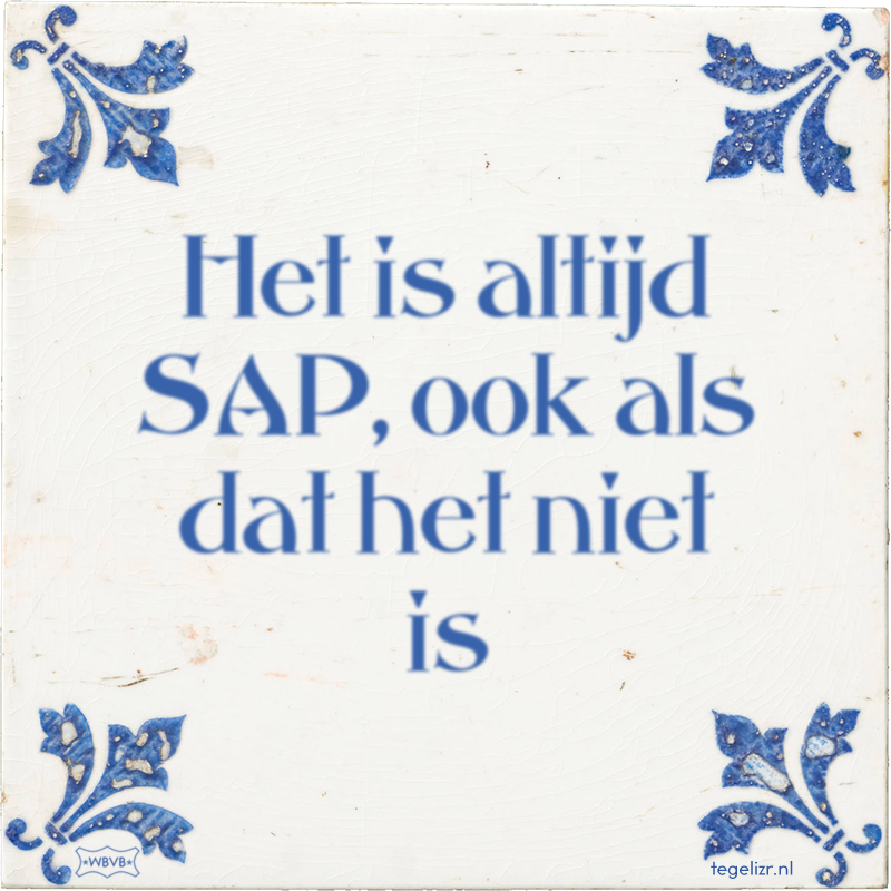 Het is altijd SAP, ook als dat het niet is - Online tegeltjes bakken