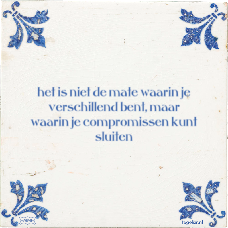 het is niet de mate waarin je verschillend bent, maar waarin je compromissen kunt sluiten - Online tegeltjes bakken