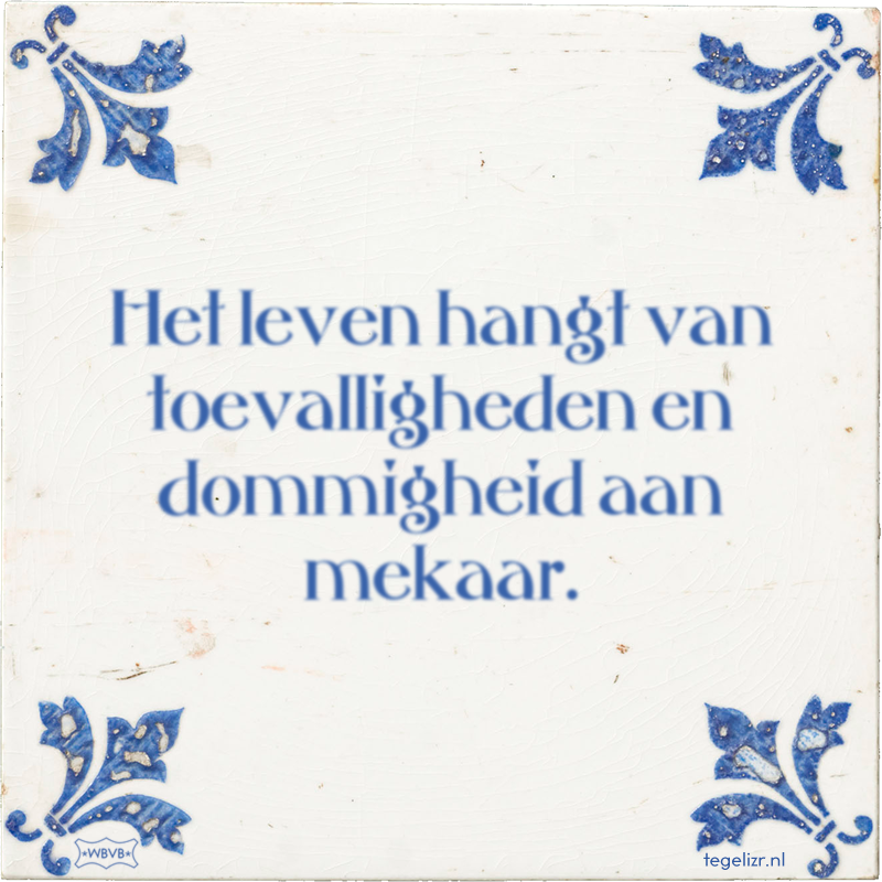 Het leven hangt van toevalligheden en dommigheid aan mekaar. - Online tegeltjes bakken