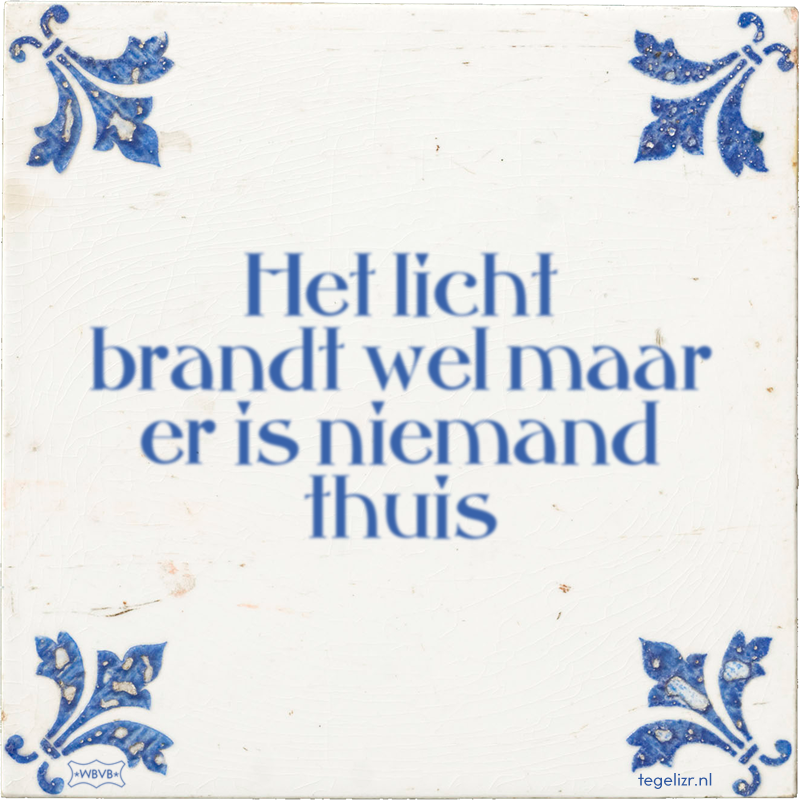 Het licht brandt wel maar er is niemand thuis - Online tegeltjes bakken
