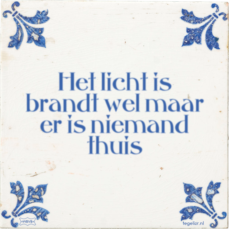 Het licht is brandt wel maar er is niemand thuis - Online tegeltjes bakken