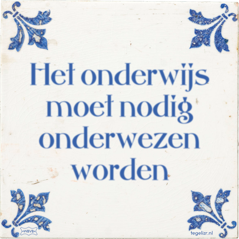 Het onderwijs moet nodig onderwezen worden - Online tegeltjes bakken