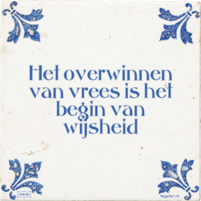 Het overwinnen van vrees is het begin van wijsheid - Online tegeltjes bakken