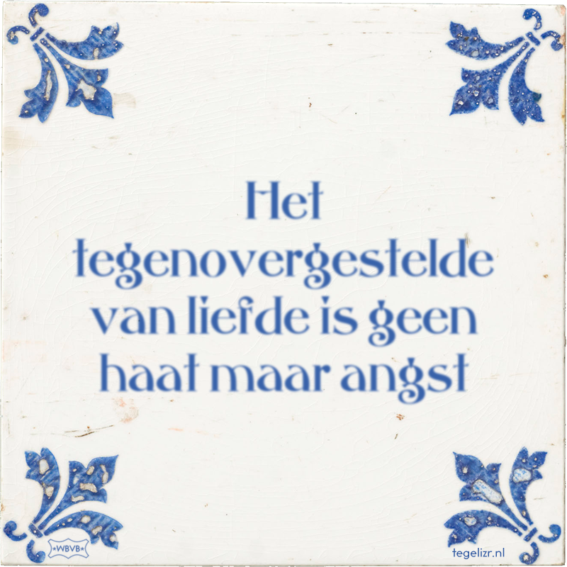 Het tegenovergestelde van liefde is geen haat maar angst - Online tegeltjes bakken