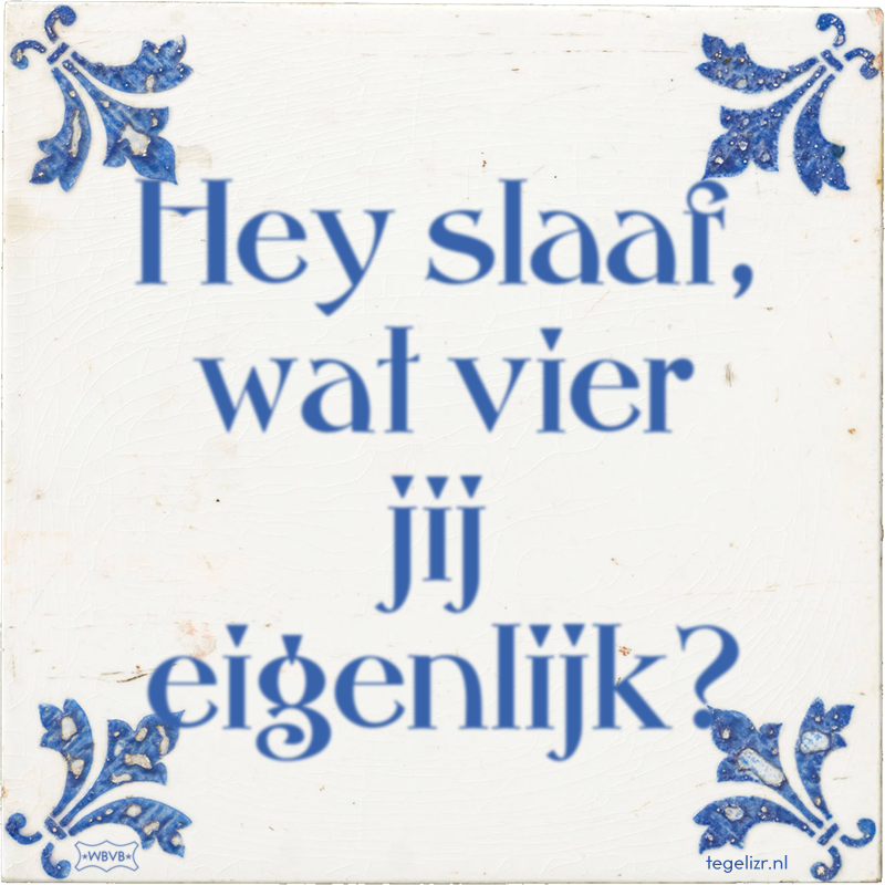 Hey slaaf, wat vier jij eigenlijk? - Online tegeltjes bakken