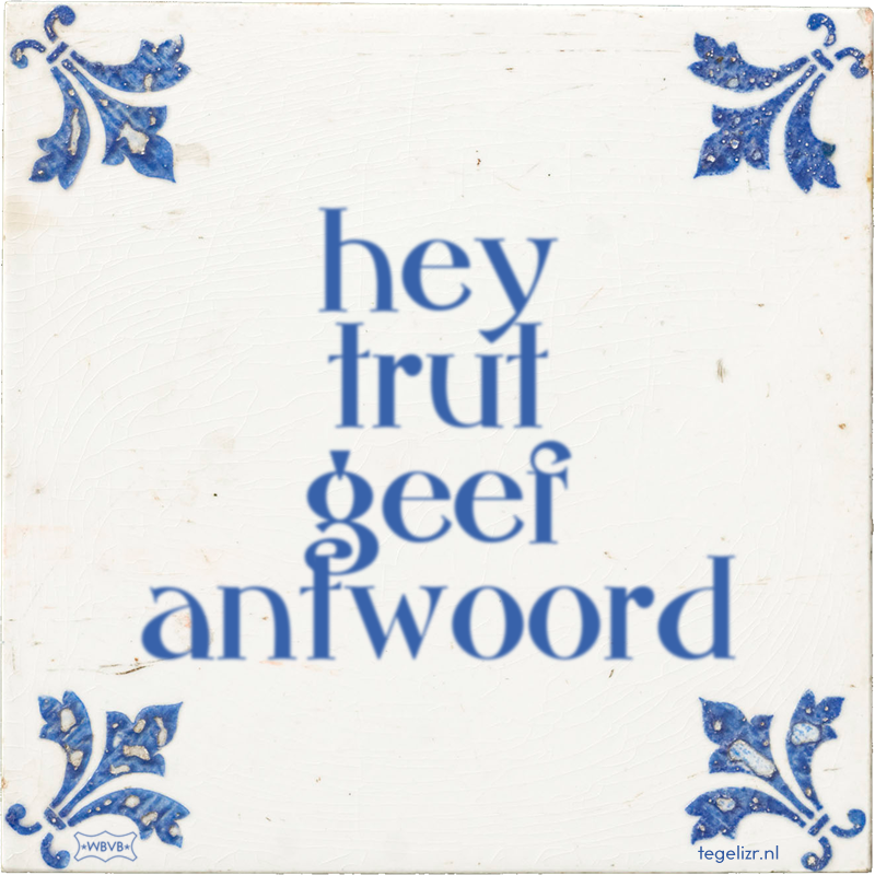 hey trut geef antwoord - Online tegeltjes bakken