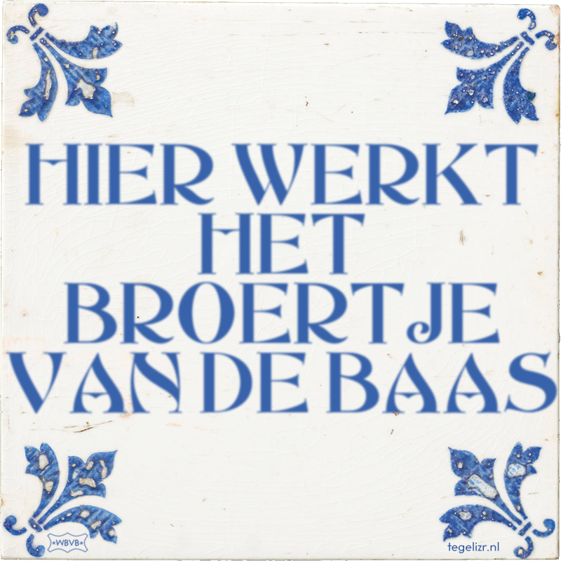 HIER WERKT HET BROERTJE VAN DE BAAS - Online tegeltjes bakken