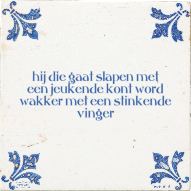hij die gaat slapen met een jeukende kont word wakker met een stinkende vinger - Online tegeltjes bakken