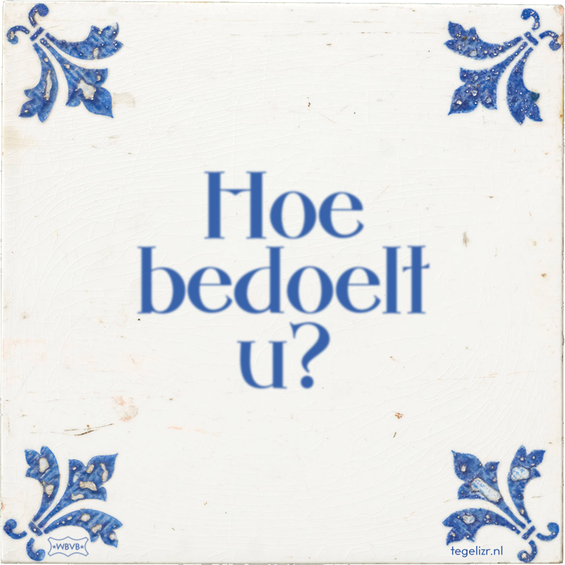 Hoe bedoelt u? - Online tegeltjes bakken