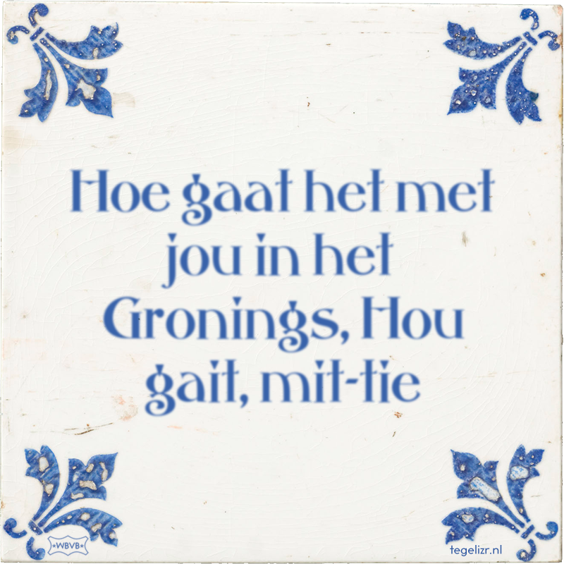 Hoe gaat het met jou in het Gronings, Hou gait, mit-tie - Online tegeltjes bakken