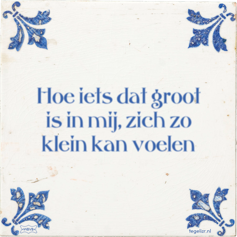 Hoe iets dat groot is in mij, zich zo klein kan voelen - Online tegeltjes bakken