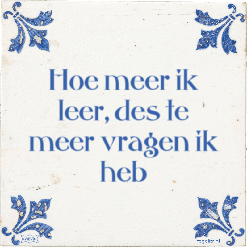 Hoe meer ik leer, des te meer vragen ik heb - Online tegeltjes bakken