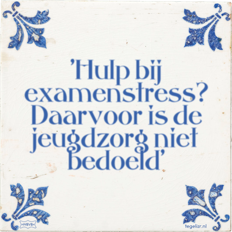 'Hulp bij examenstress? Daarvoor is de jeugdzorg niet bedoeld' - Online tegeltjes bakken