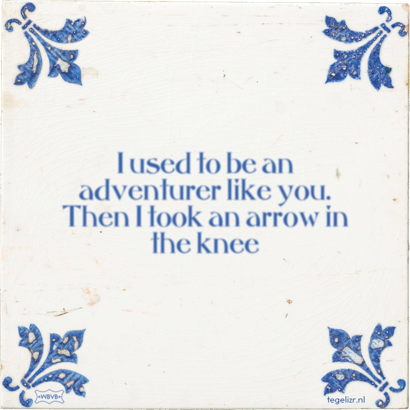I used to be an adventurer like you. Then I took an arrow in the knee - Online tegeltjes bakken