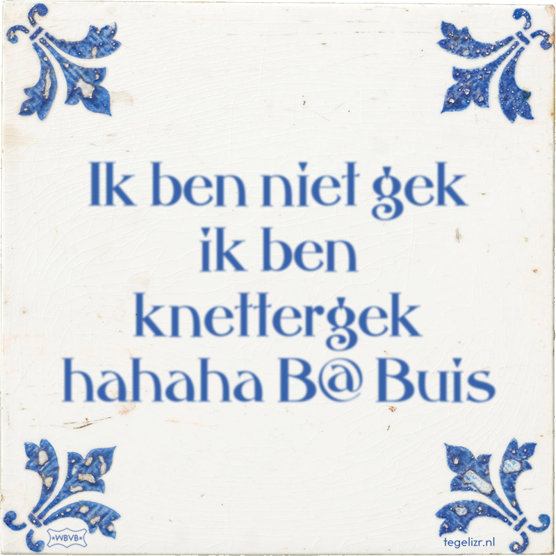 Ik ben niet gek ik ben knettergek hahaha B@ Buis - Online tegeltjes bakken