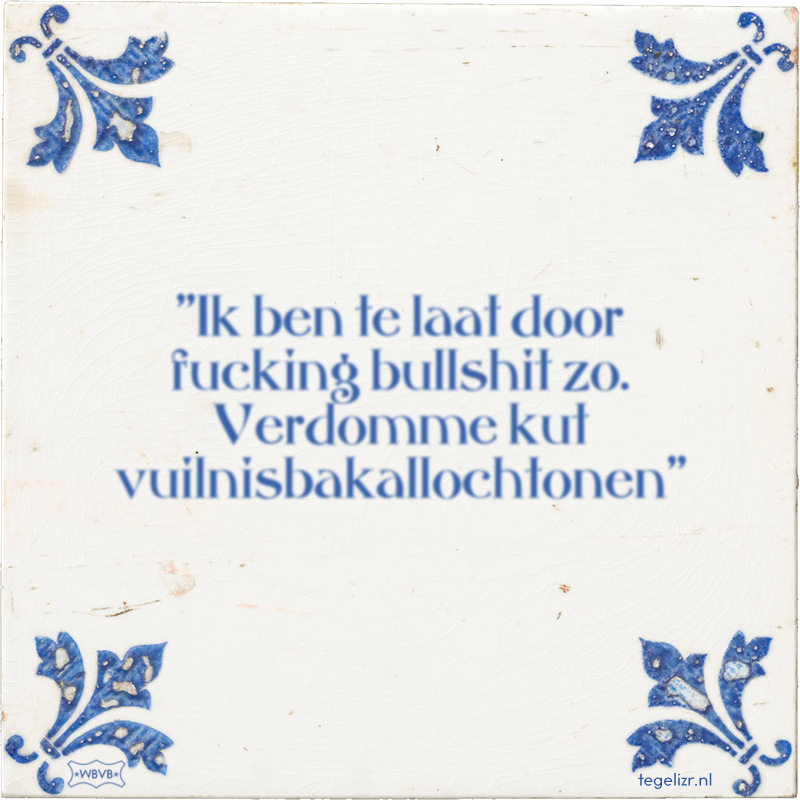 ''Ik ben te laat door fucking bullshit zo. Verdomme kut vuilnisbakallochtonen'' - Online tegeltjes bakken