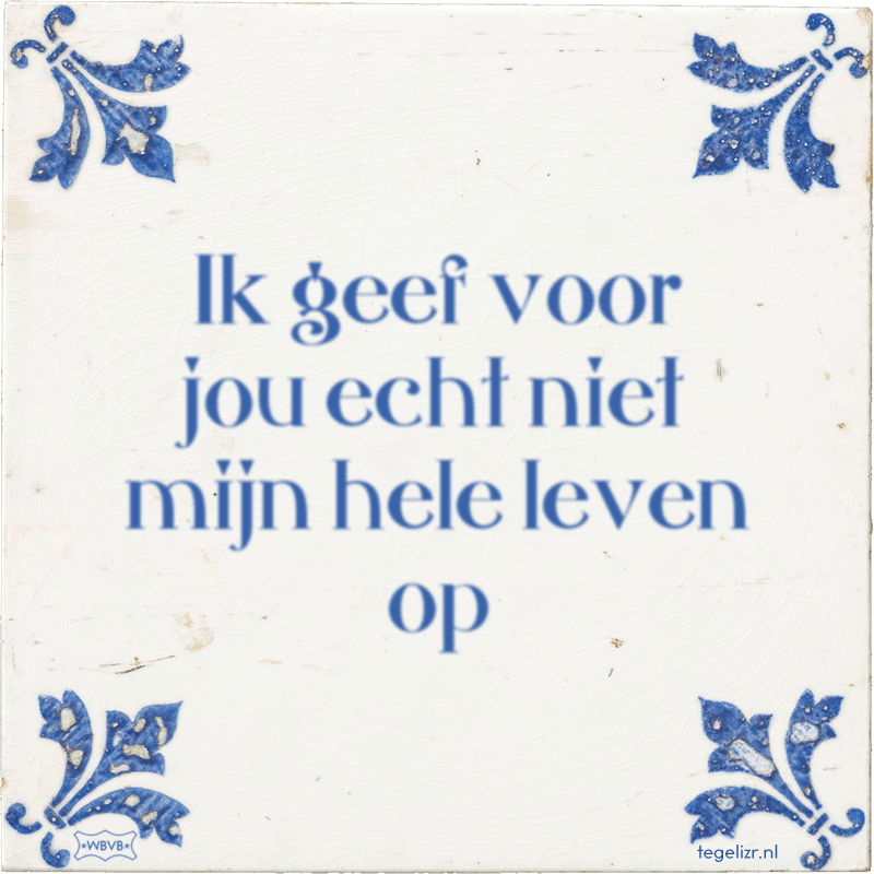 Ik geef voor jou echt niet mijn hele leven op - Online tegeltjes bakken