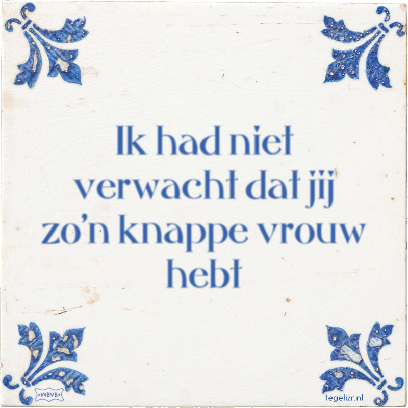 Ik had niet verwacht dat jij zo'n knappe vrouw hebt - Online tegeltjes bakken
