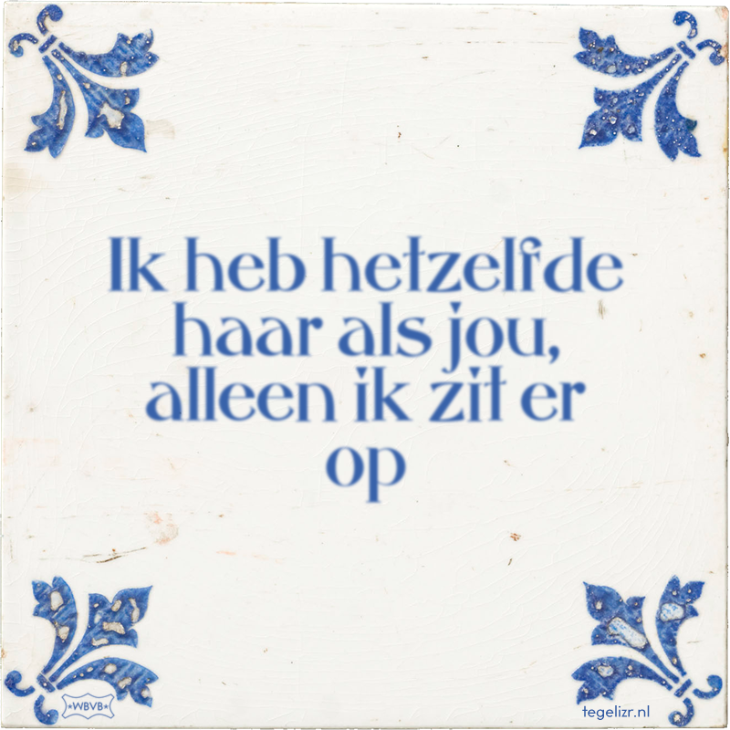 Ik heb hetzelfde haar als jou, alleen ik zit er op - Online tegeltjes bakken