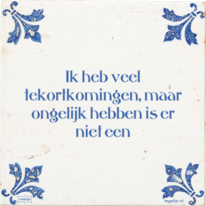 Ik heb veel tekortkomingen, maar ongelijk hebben is er niet een - Online tegeltjes bakken