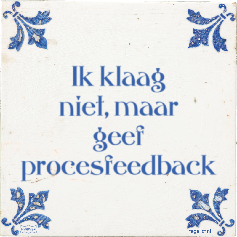 Ik klaag niet, maar geef procesfeedback - Online tegeltjes bakken
