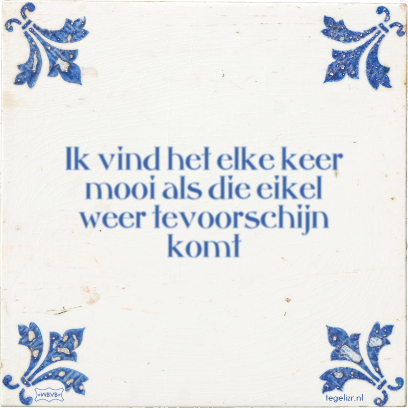 Ik vind het elke keer mooi als die eikel weer tevoorschijn komt - Online tegeltjes bakken