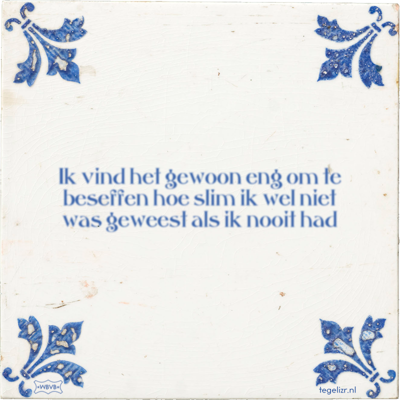 Ik vind het gewoon eng om te beseffen hoe slim ik wel niet was geweest als ik nooit had - Online tegeltjes bakken