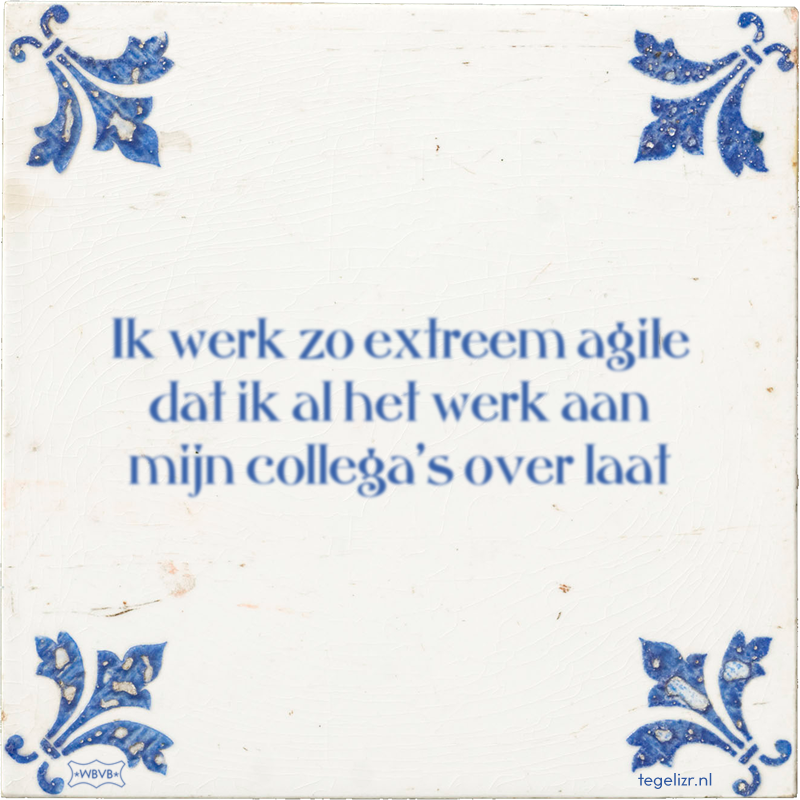 Ik werk zo extreem agile dat ik al het werk aan mijn collega's over laat - Online tegeltjes bakken