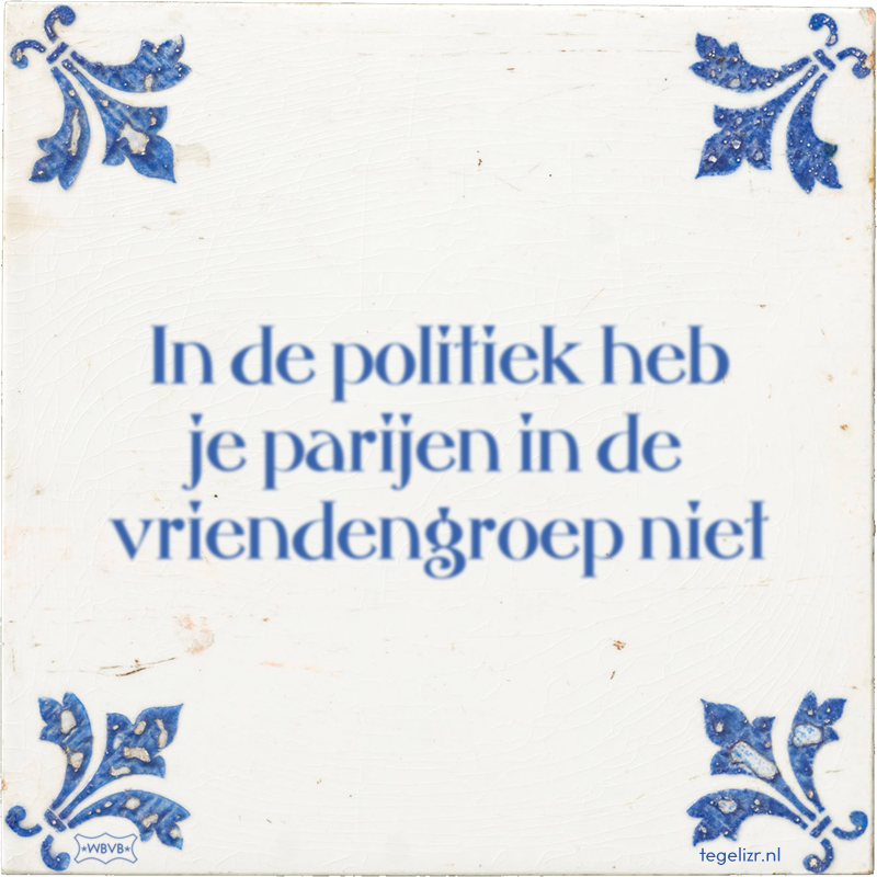 In de politiek heb je parijen in de vriendengroep niet - Online tegeltjes bakken